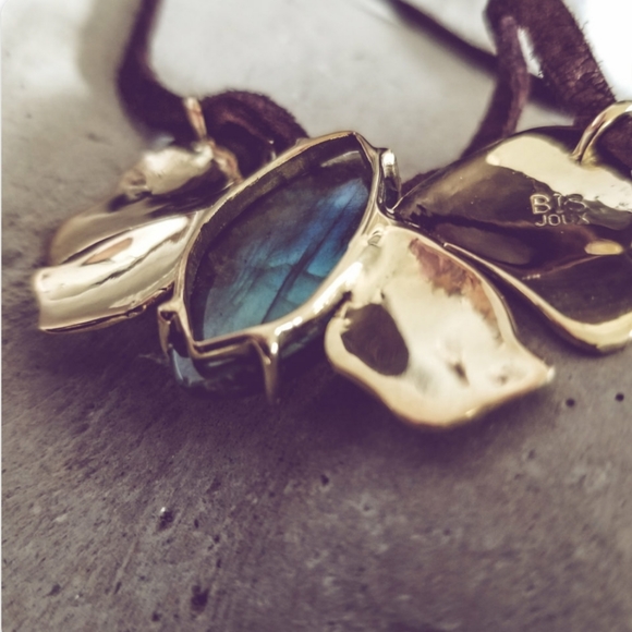 Labradorite brass butterfly pendant necklace … - Picture 6 of 9